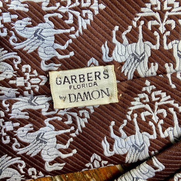 vtg 60s 70s DAMON Garbers Florida Mod Pegasus Horse Disco Neck Tie 55" x 4 1/2" - Picture 3 of 4